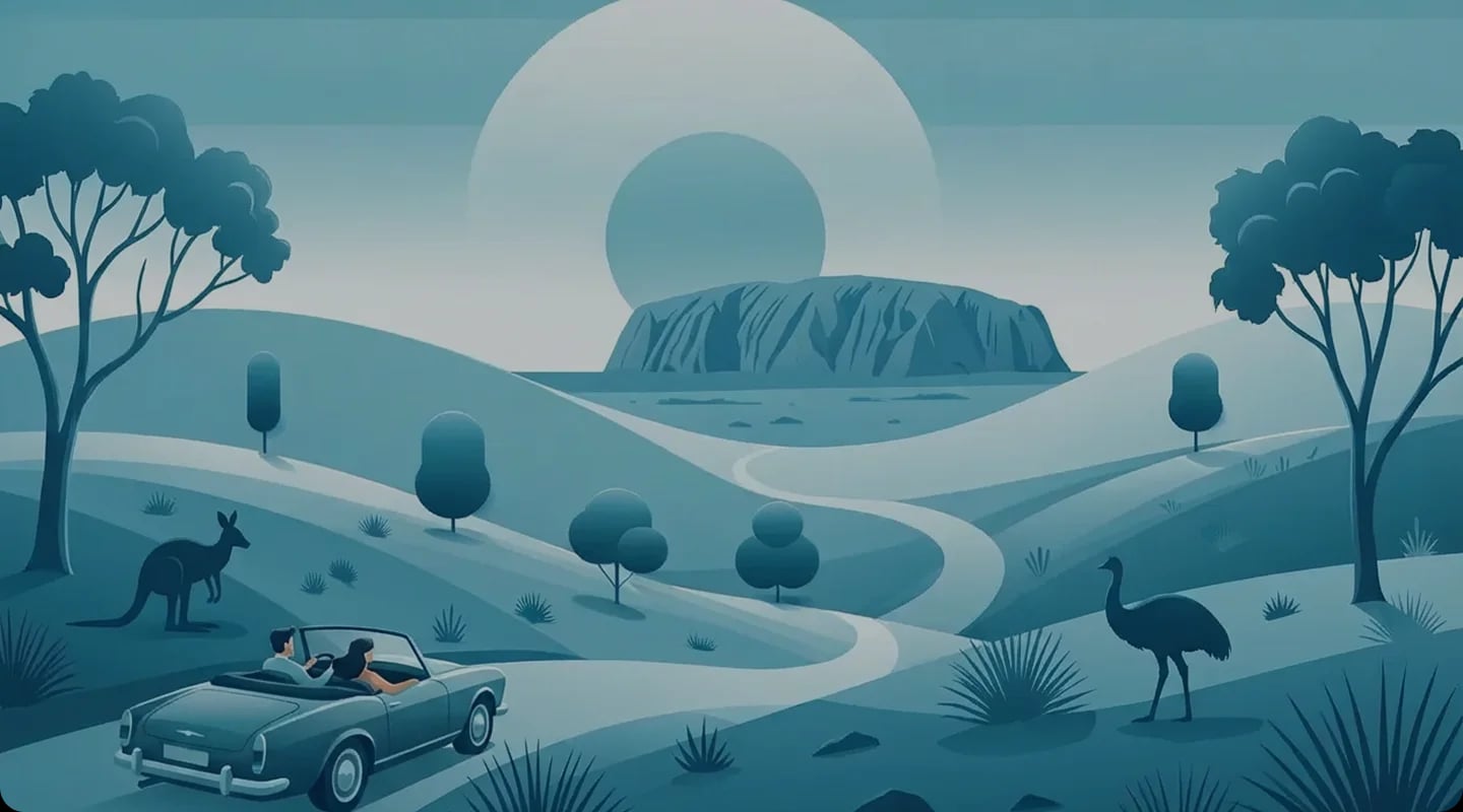 Australian road trip landscape for self-guided audio driving tours